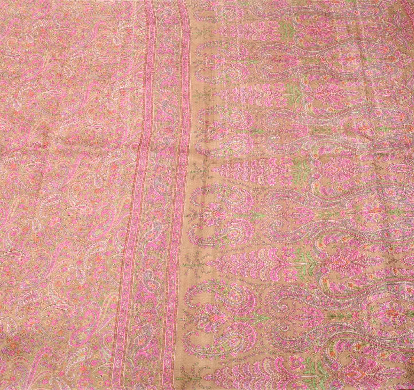 Sushila Vintage Indian Saree 100% Pure Silk Printed & Woven Paisley Craft Fabric