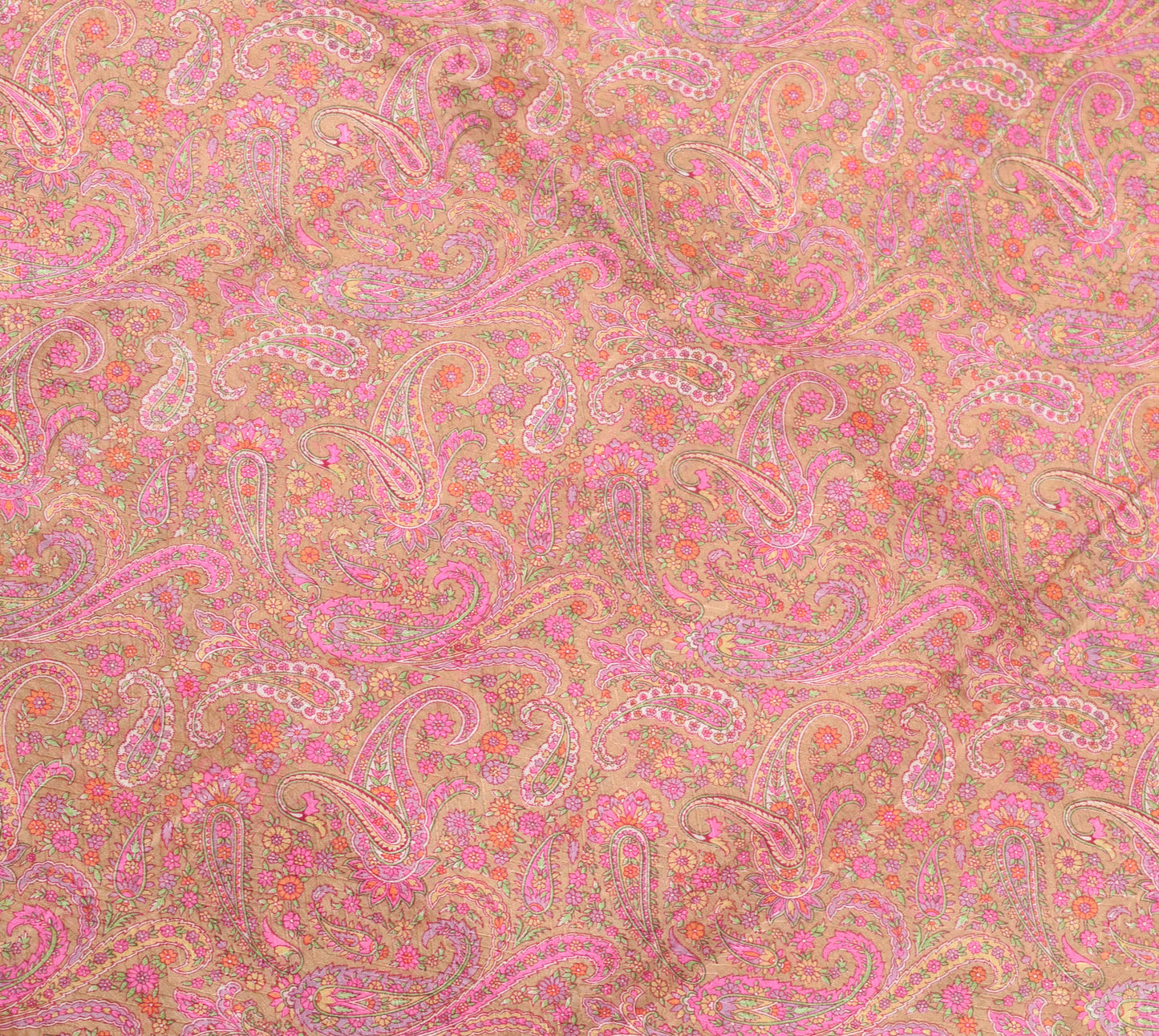 Sushila Vintage Indian Saree 100% Pure Silk Printed & Woven Paisley Craft Fabric