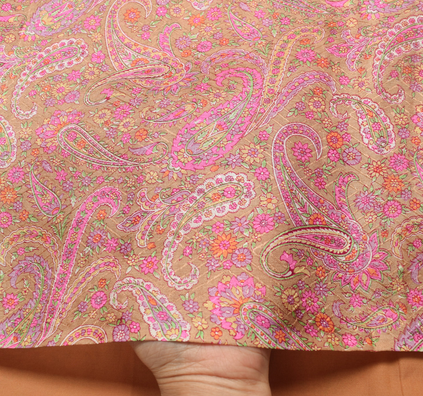 Sushila Vintage Indian Saree 100% Pure Silk Printed & Woven Paisley Craft Fabric