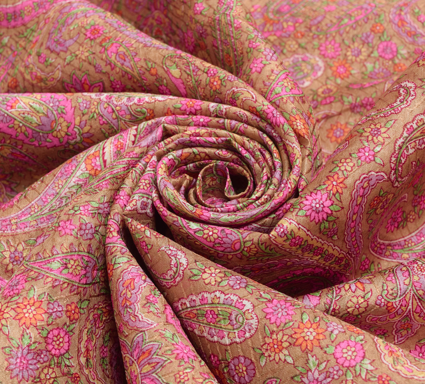 Sushila Vintage Indian Saree 100% Pure Silk Printed & Woven Paisley Craft Fabric