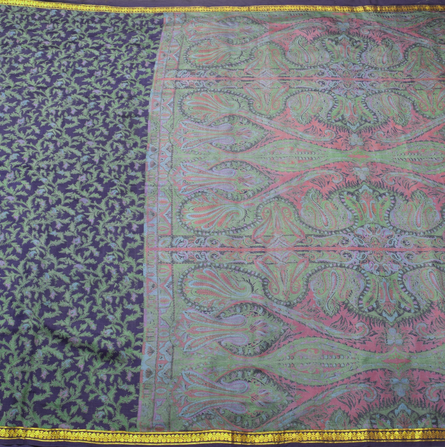 Sushila Vintage Blue Floral Saree 100% Pure Silk Printed Soft Craft Fabric