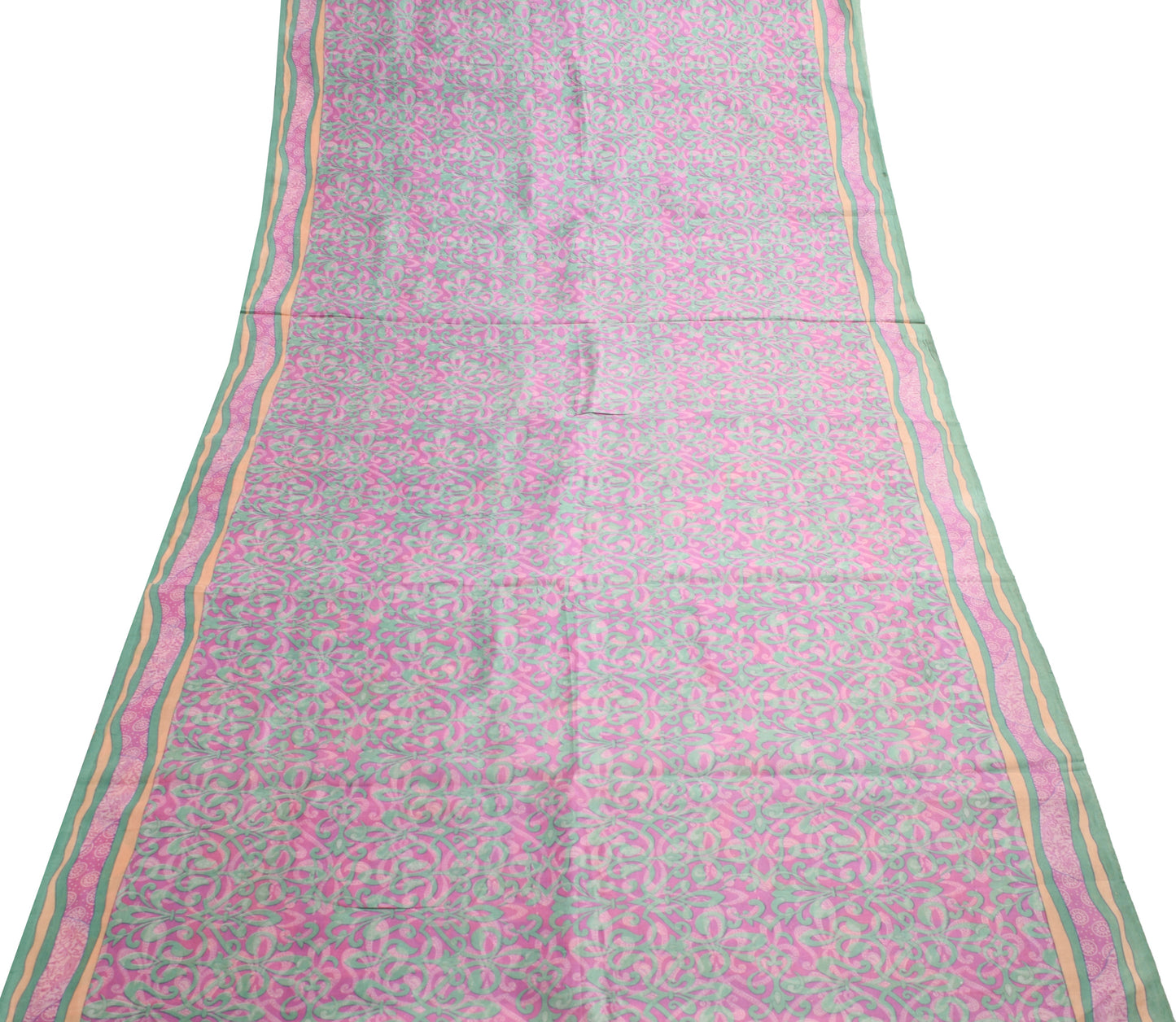 Sushila Vintage Saree 100% Pure Silk Printed Mauve Floral Indian Craft Fabric