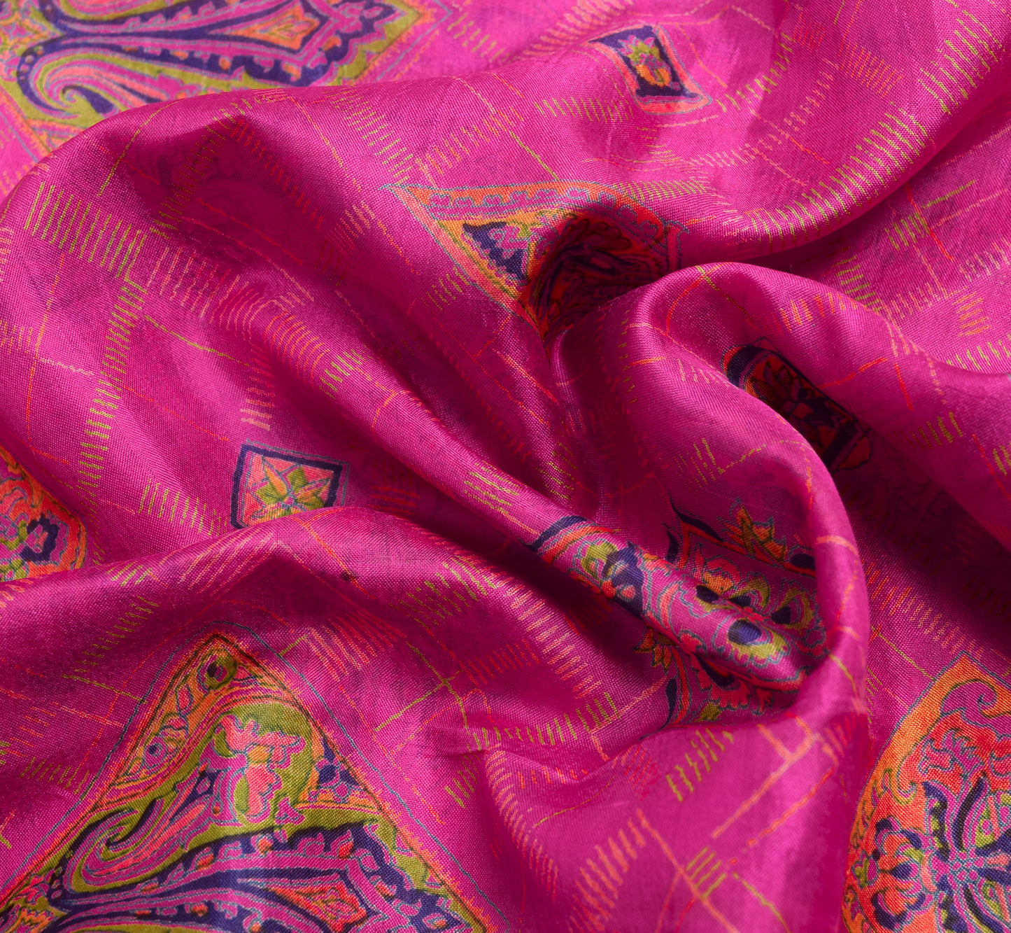 Sushila Vintage Magenta Saree 100% Pure Silk Printed Floral Soft Craft Fabric