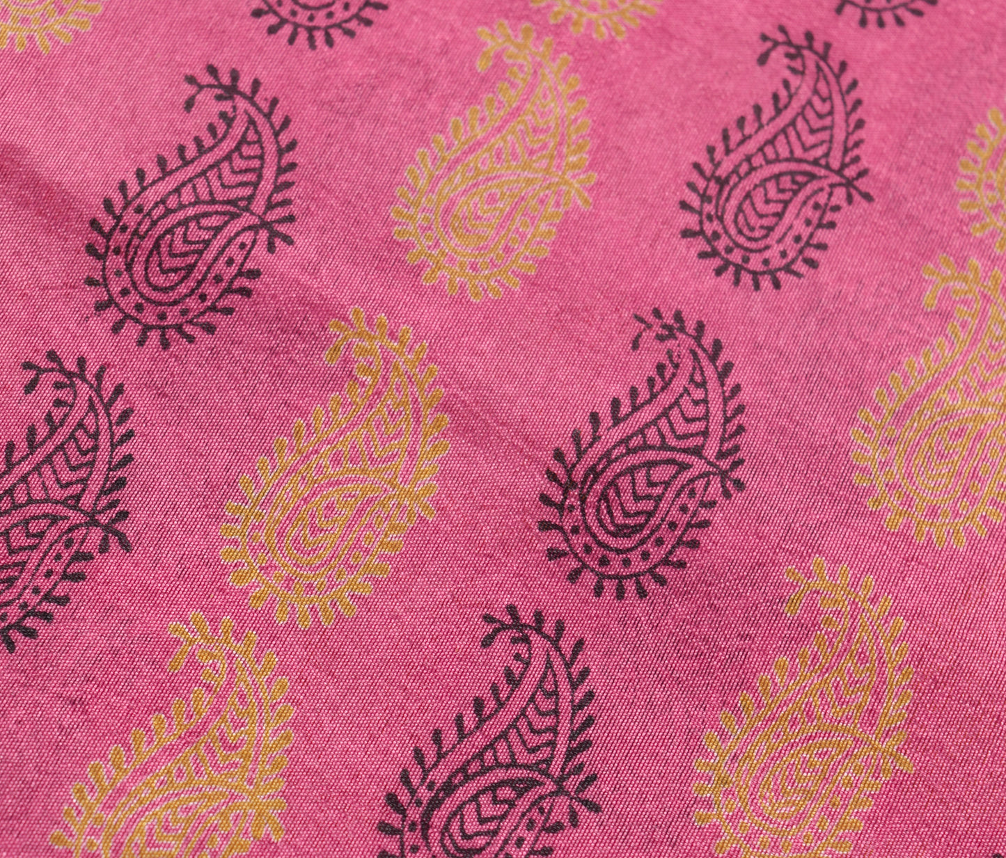 Sushila Vintage Pink Saree 100% Pure Silk Printed Paisley Casual Craft Fabric