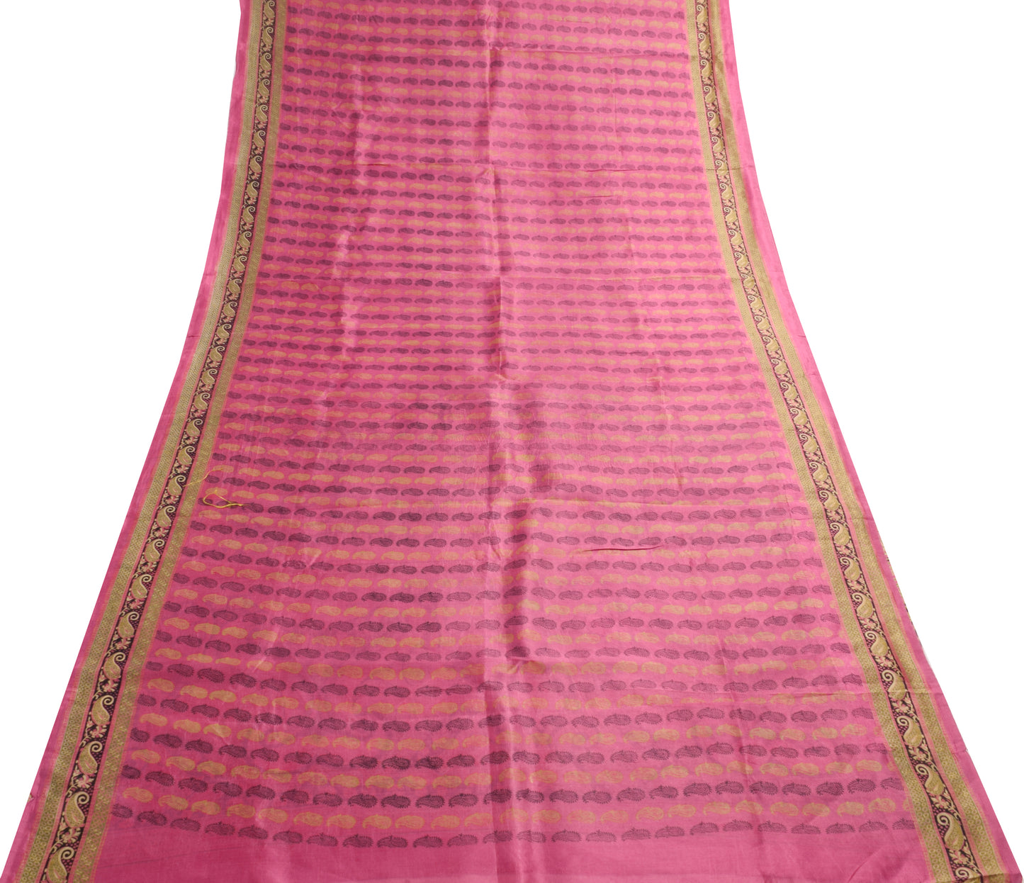 Sushila Vintage Pink Saree 100% Pure Silk Printed Paisley Casual Craft Fabric