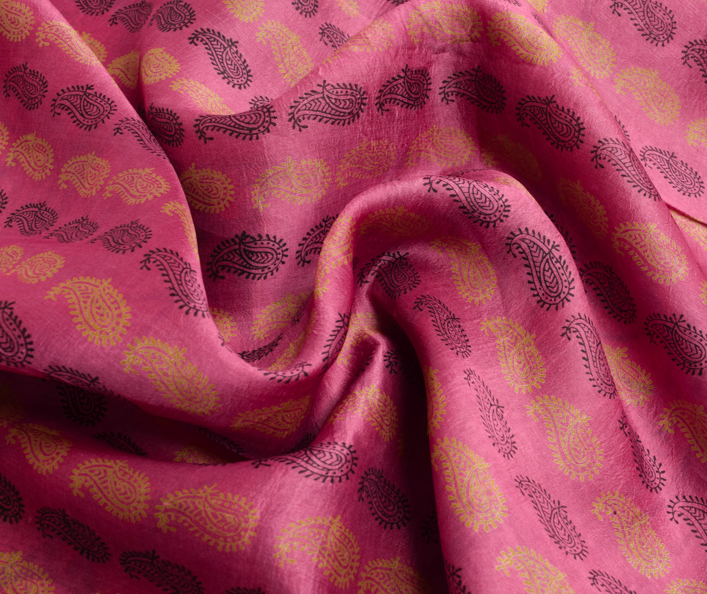 Sushila Vintage Pink Saree 100% Pure Silk Printed Paisley Casual Craft Fabric