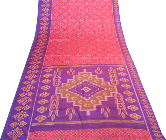 Sushila Vintage Dark Pink Dual Tone Saree Art Silk Printed Floral Craft Fabric