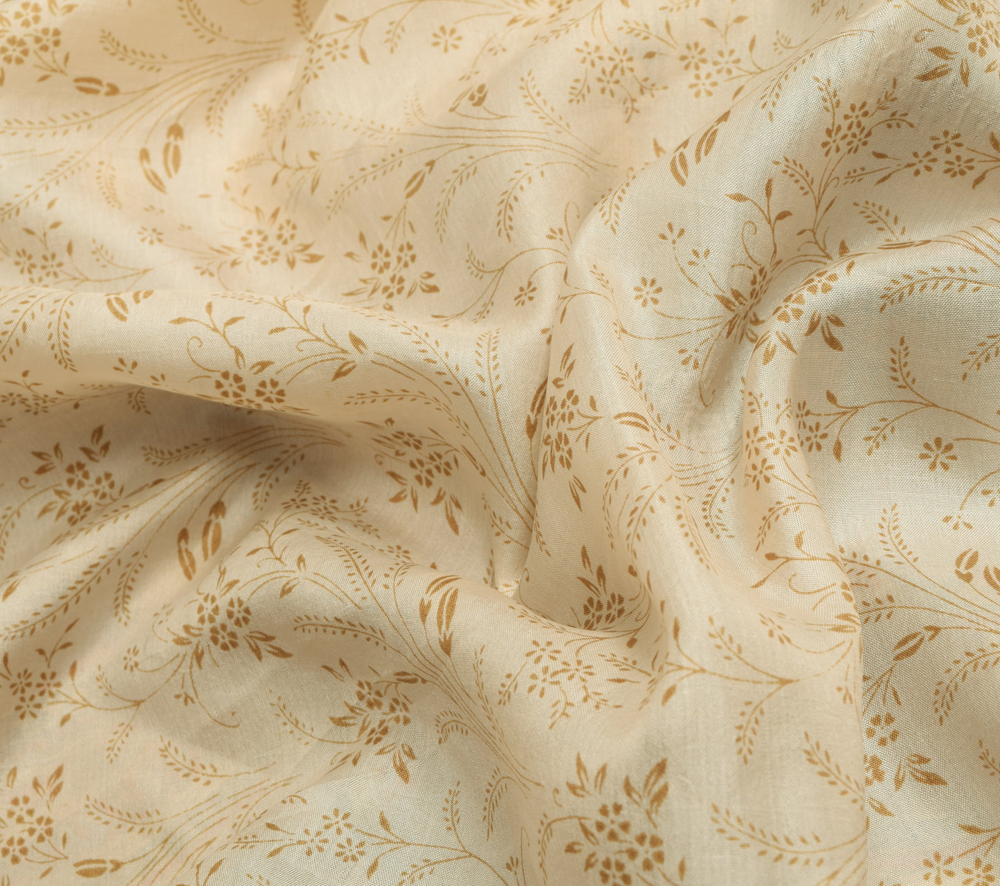 Sushila Vintage Cream Saree 100% Pure Silk Printed Floral Soft Craft Fabric