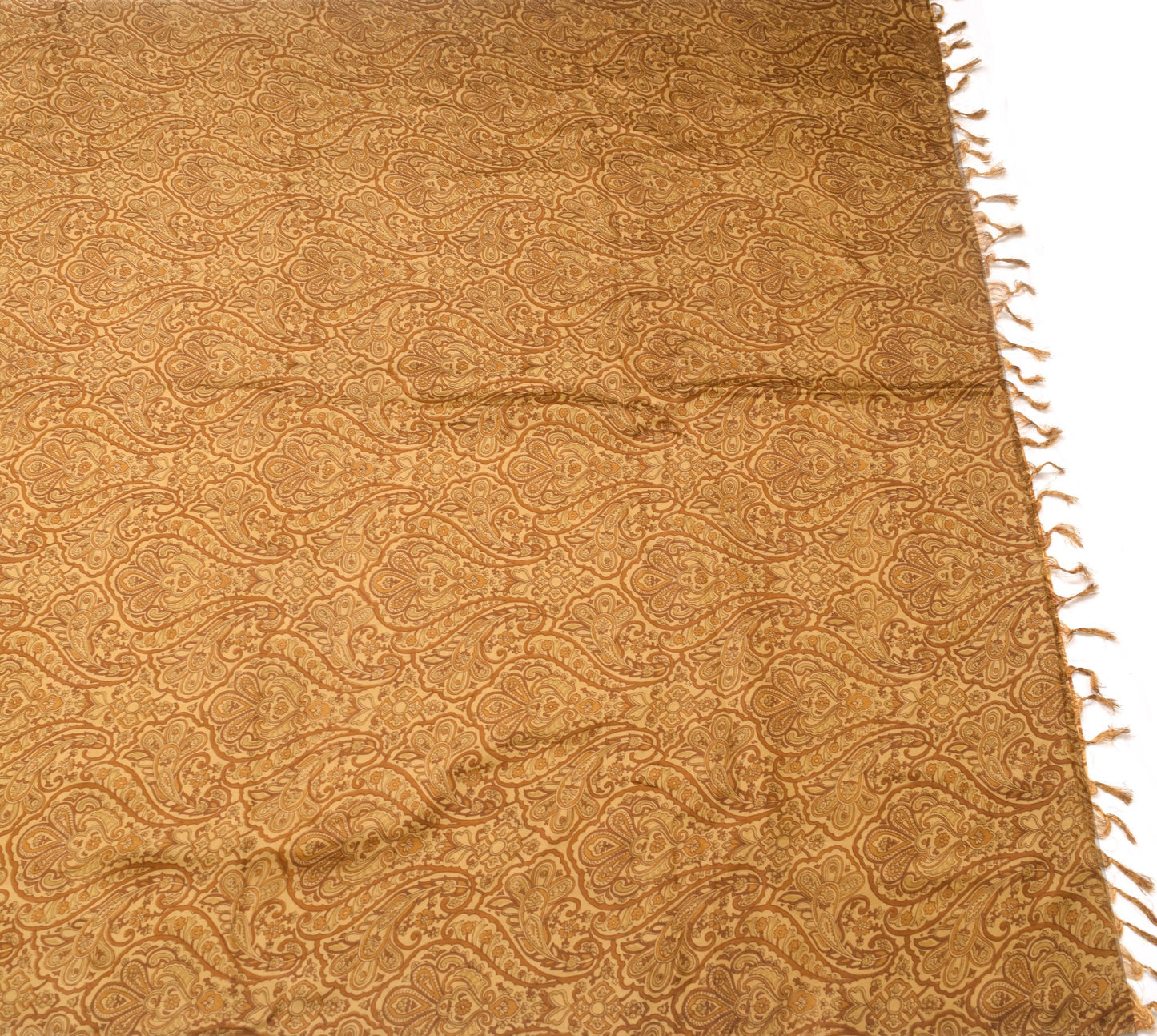 Sushila Vintage Brown Saree 100% Pure Silk Printed & Woven Soft Craft Fabric