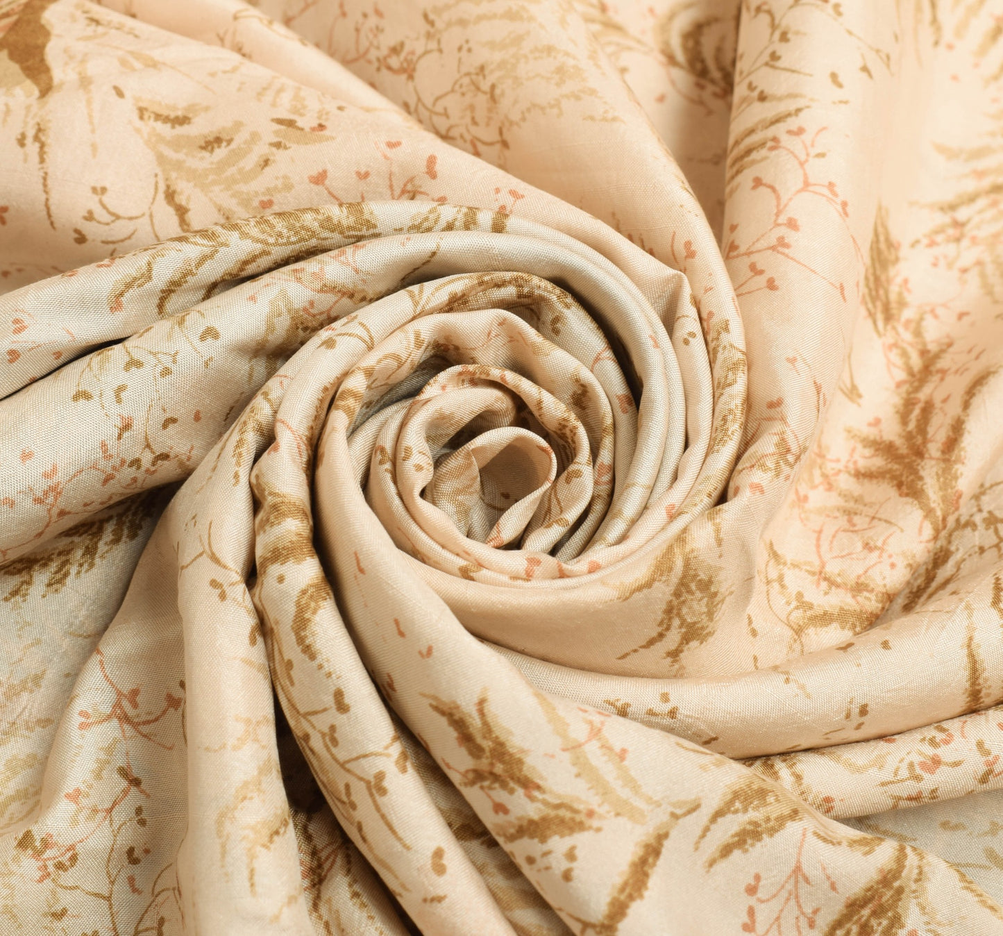 Sushila Vintage Floral Cream Saree Indian Pure Silk Printed Soft Craft Fabric