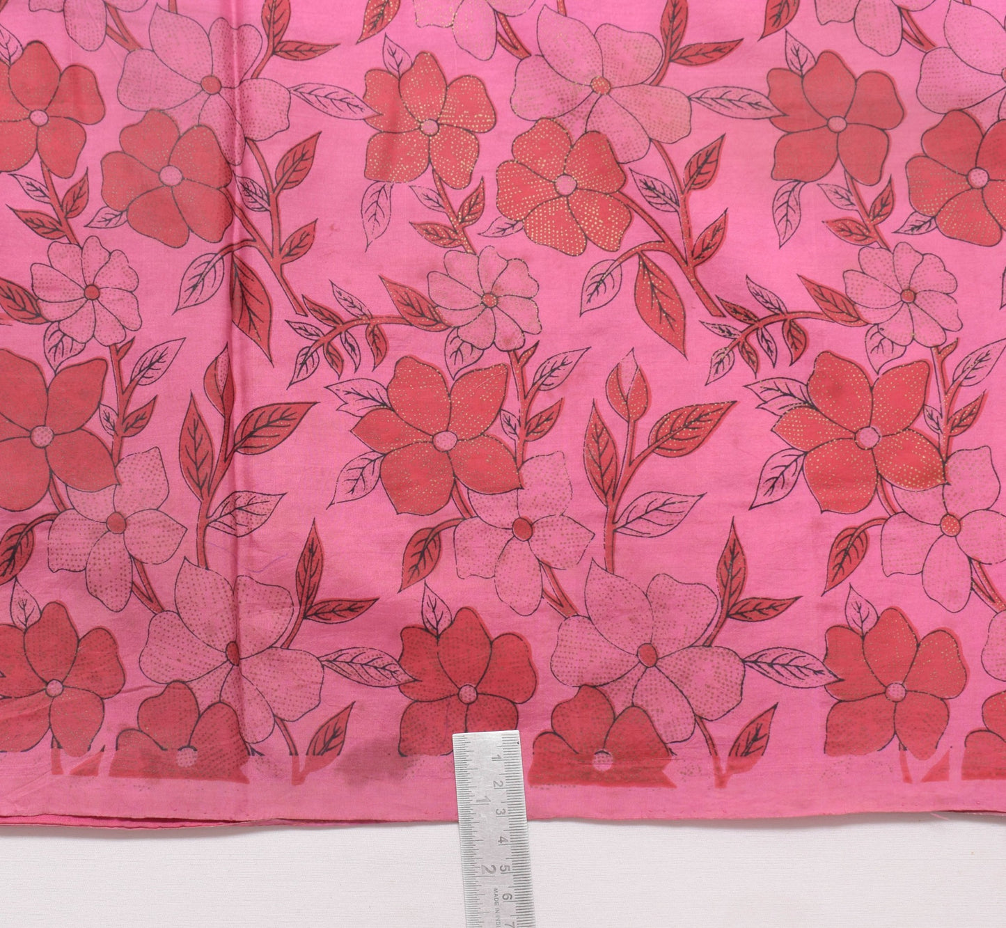 Sushila Vintage Floral Pink Saree 100% Pure Silk Printed Soft 5 YD Craft Fabric