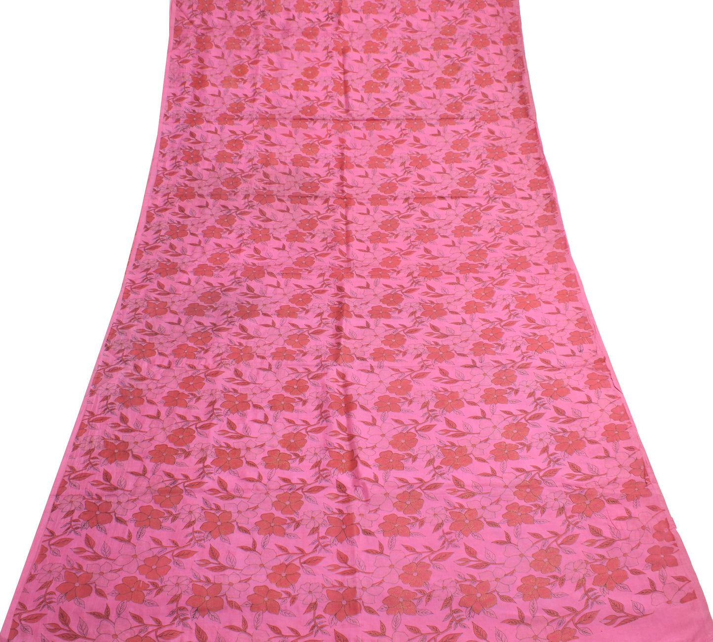 Sushila Vintage Floral Pink Saree 100% Pure Silk Printed Soft 5 YD Craft Fabric