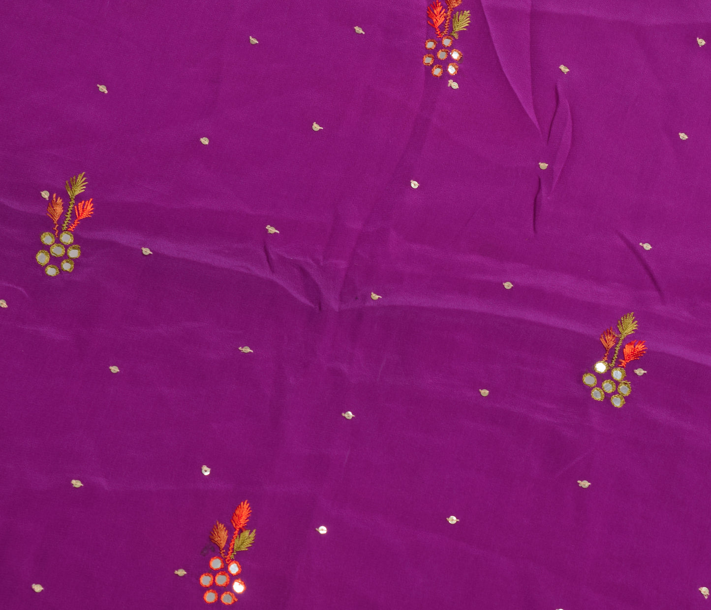 Sushila Vintage Sari Remnant Scrap Multi Purpose Magenta Floral Craft Fabric