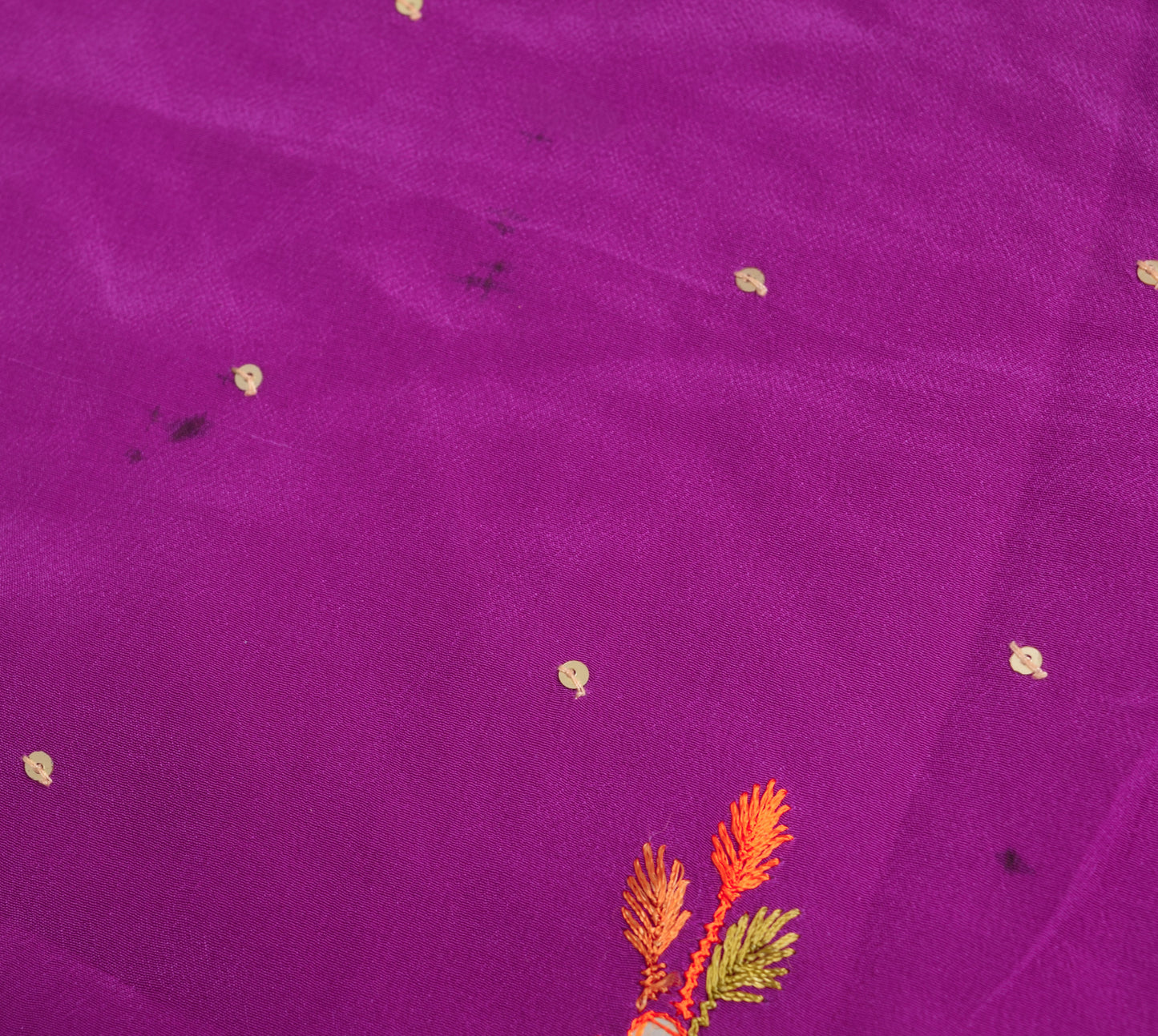 Sushila Vintage Sari Remnant Scrap Multi Purpose Magenta Floral Craft Fabric