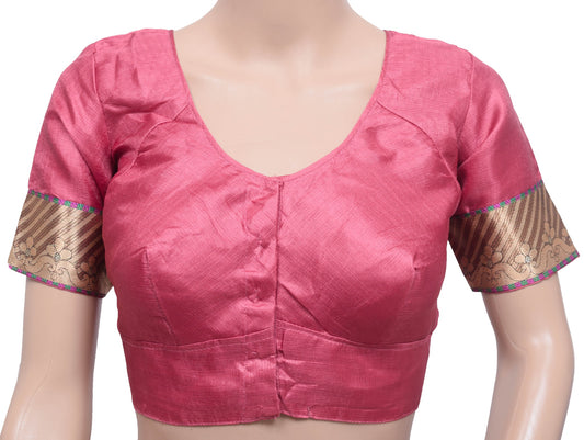 Sushila Vintage Readymade Stitched Sari Blouse Pink Silk Designer Women Choli 36