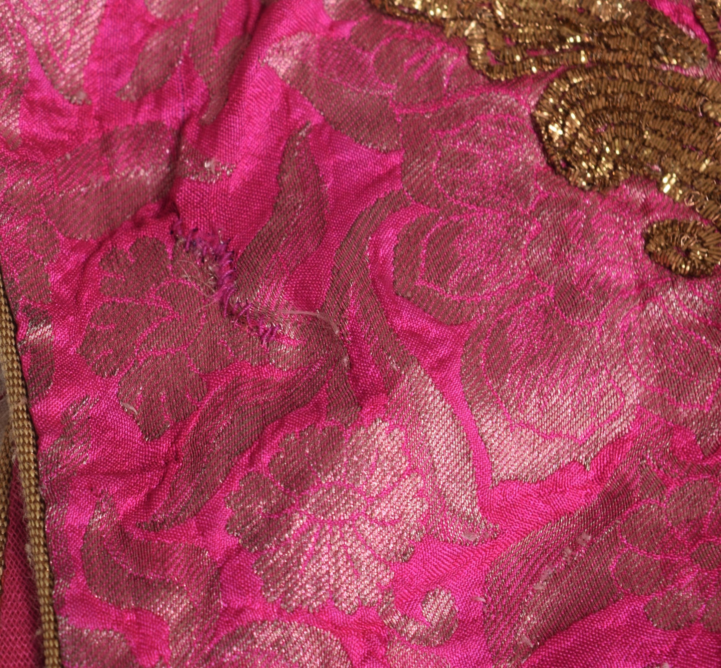 Size 34 Vintage Pink Stitched Silk Sari Blouse Zari Embroidered Designer Koti