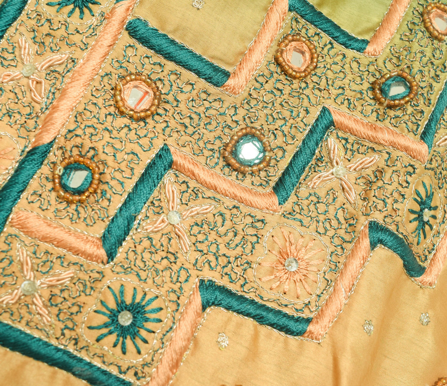 Size 26 Vintage Teal Green Stitched Sari Blouse Embroidered Designer Women Choli