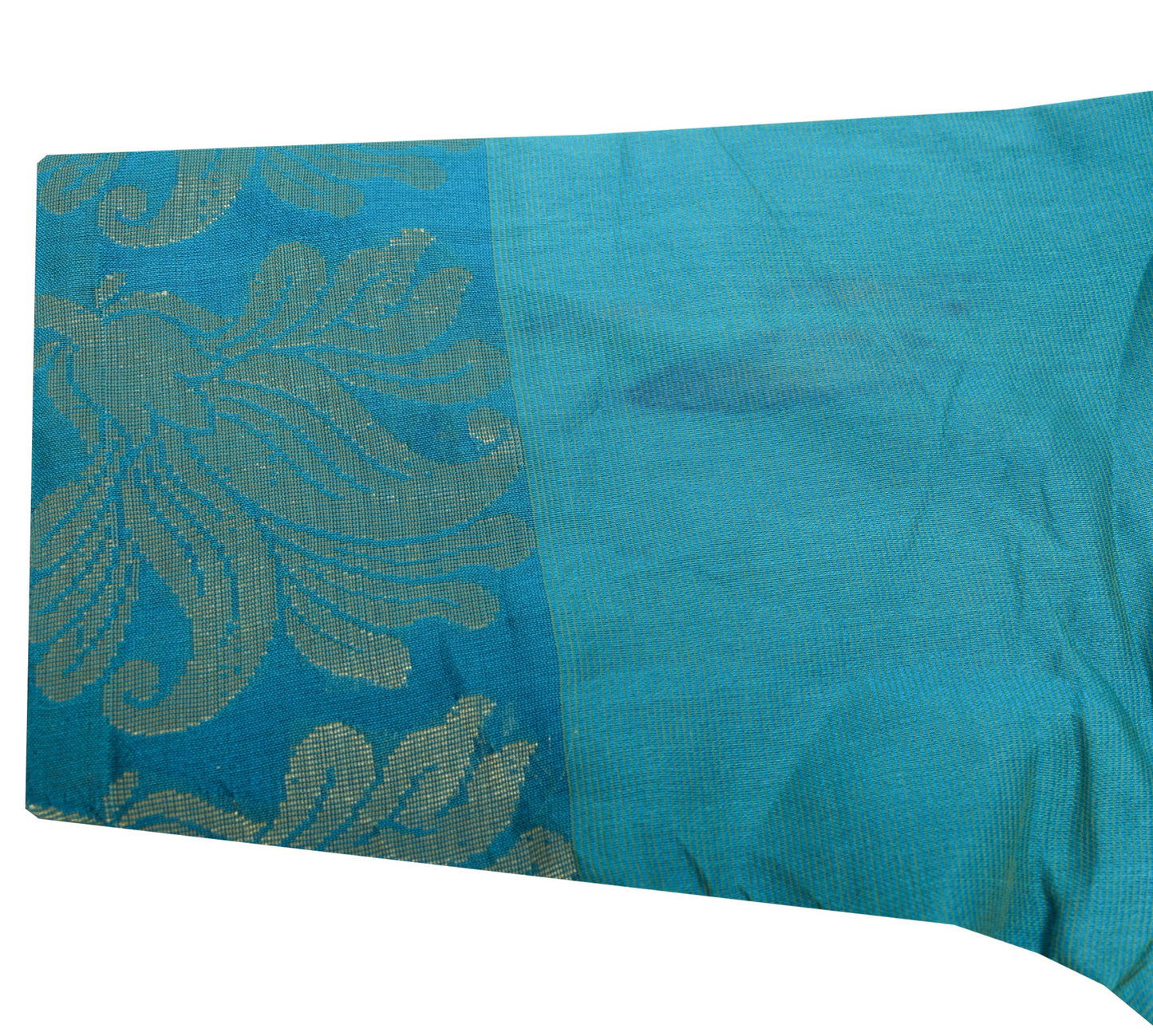 Sushila Vintage Turquoise Blue Stitched Sari Blouse Silk Woven Choli Top Size 36