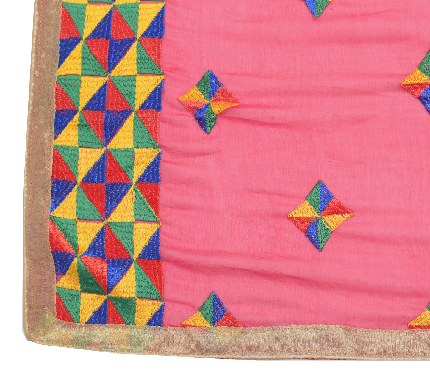 Sushila Vintage Magenta Dupatta Chiffon Silk Phulkari Embroidered Long Stole