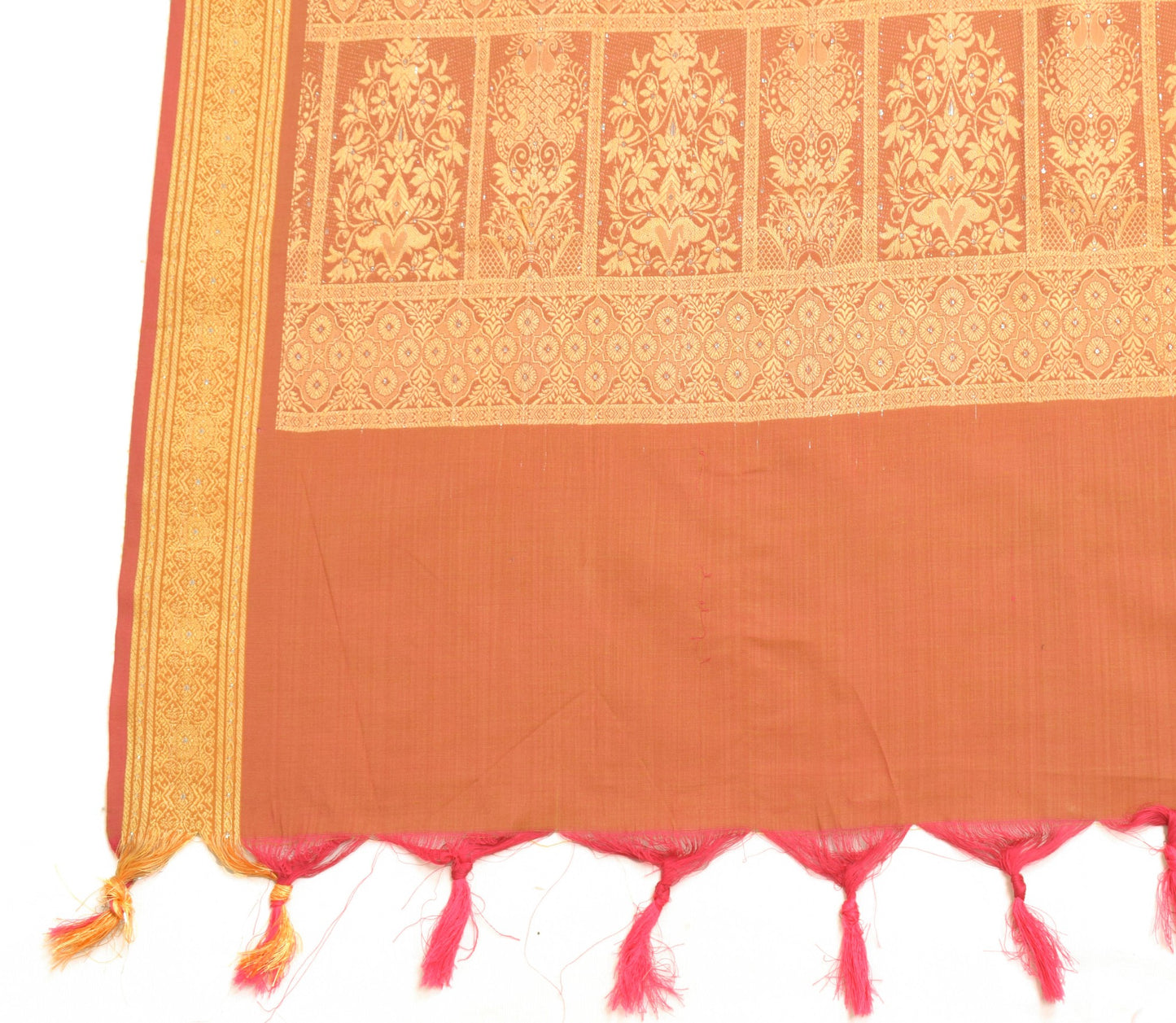 Sushila Vintage Pink Orange Dual Tone Dupatta Cotton Woven Ethnic Long Stole