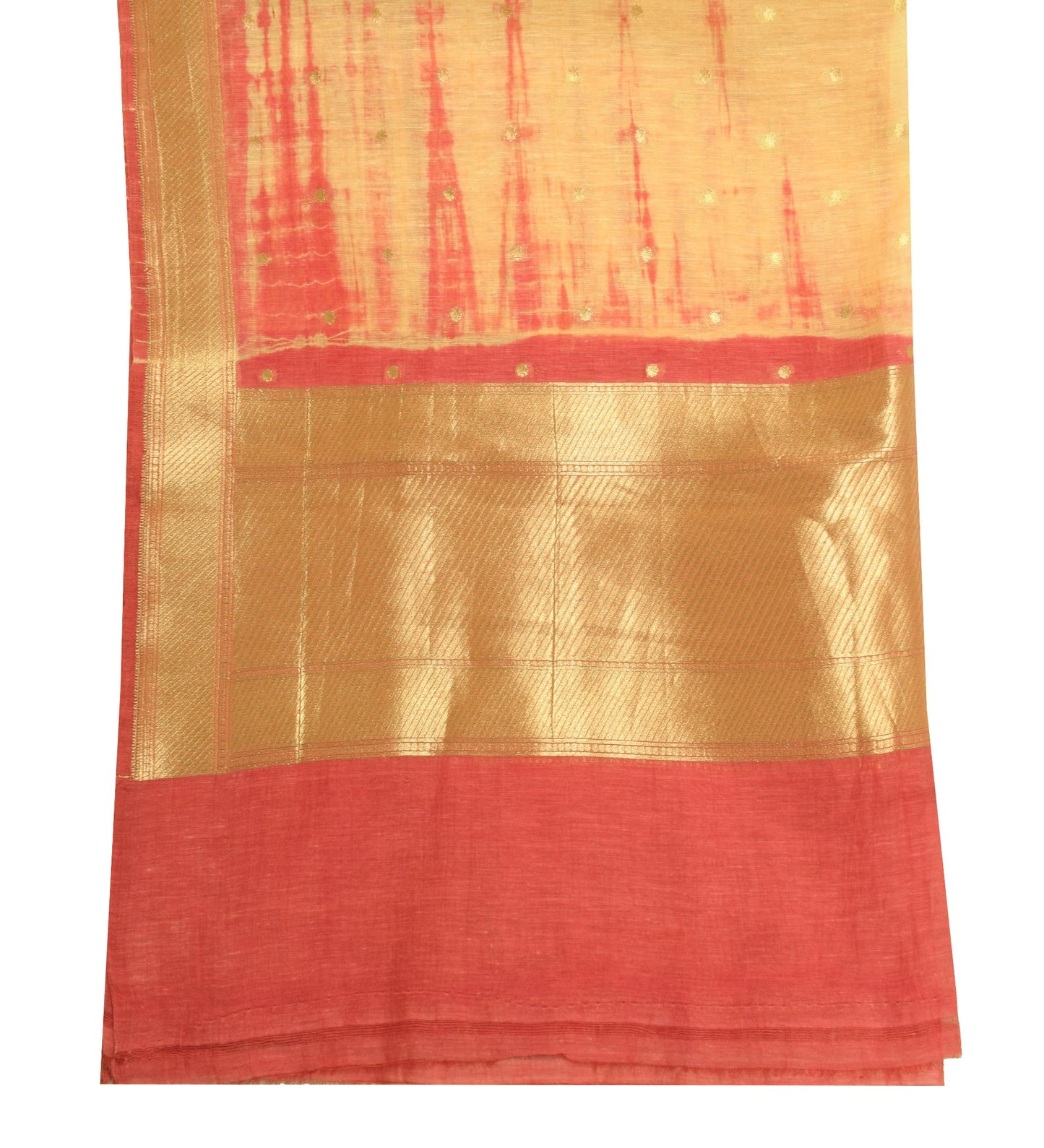 Sushila Vintage Yellow Dupatta 100% Pure Cotton Printed & Woven Long Stole Wrap