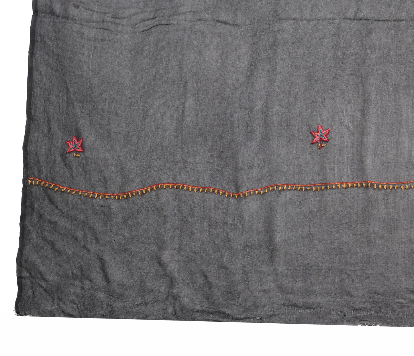 Sushila Vintage Black Hand Embroidered Dupatta 100% Pure Georgette Long Stole