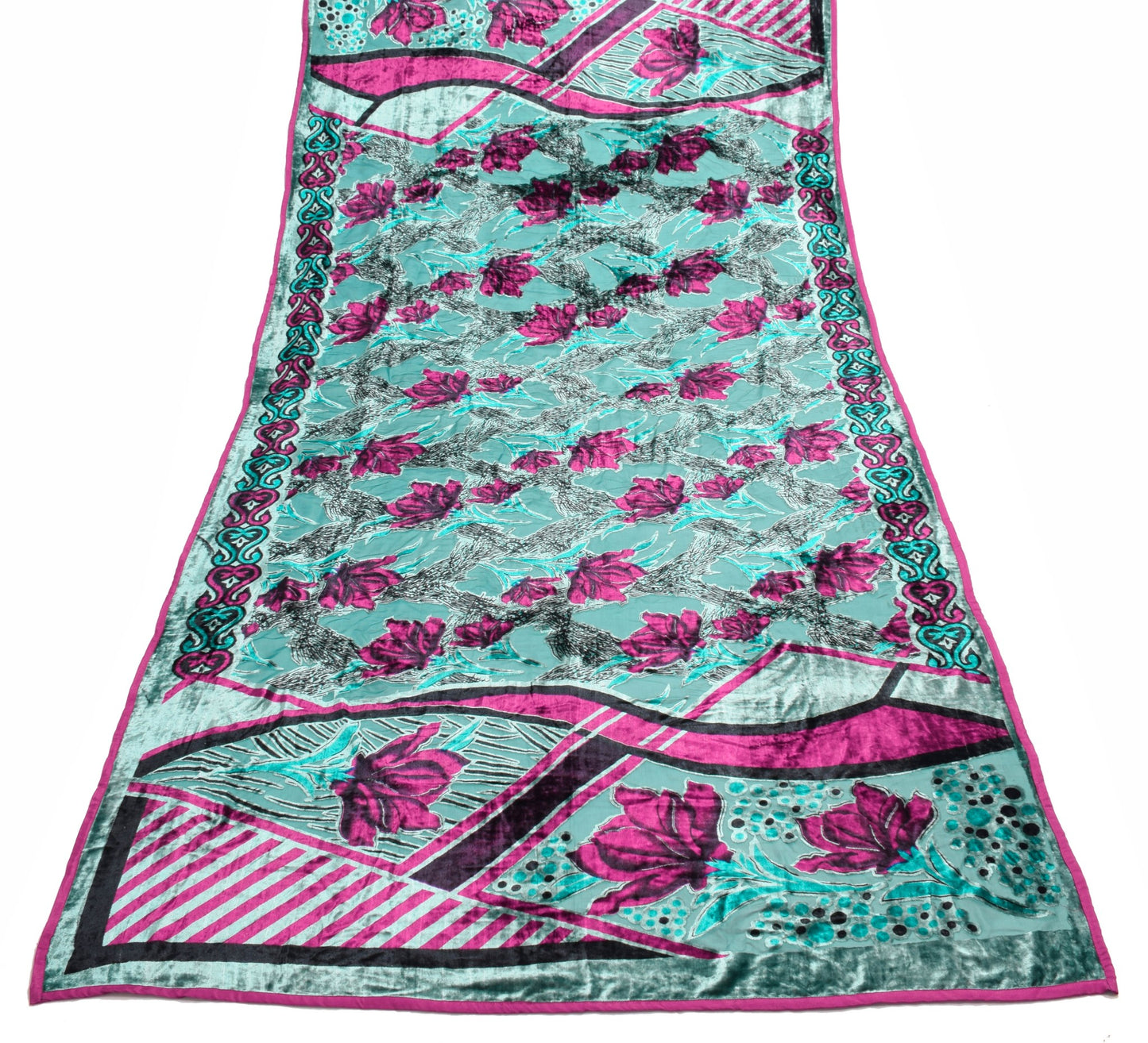 Sushila Vintage Velvet Brasso Dupatta Digital Printed Floral Long Stole Warp