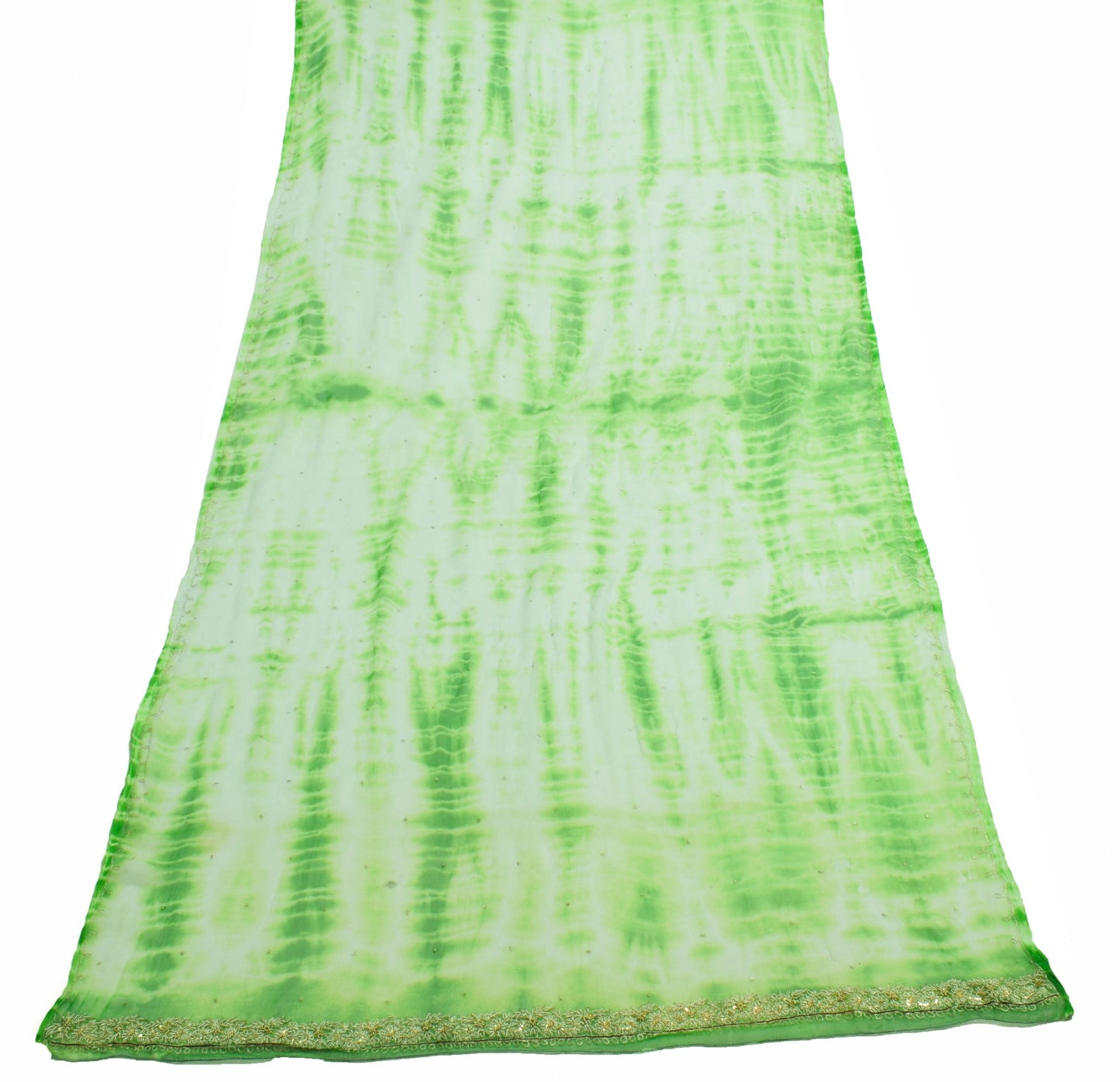 Sushila Vintage Pure Chiffon Tie-Dye Dupatta Zari Embroidered Long Stole Scarves