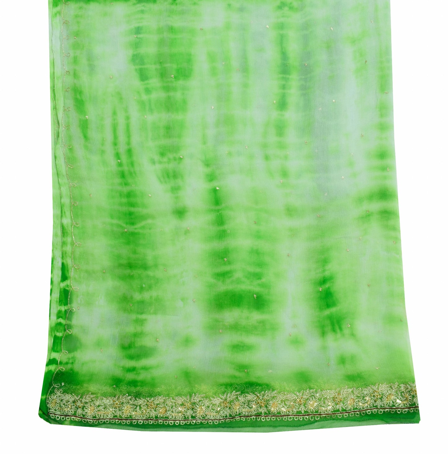 Sushila Vintage Pure Chiffon Tie-Dye Dupatta Zari Embroidered Long Stole Scarves