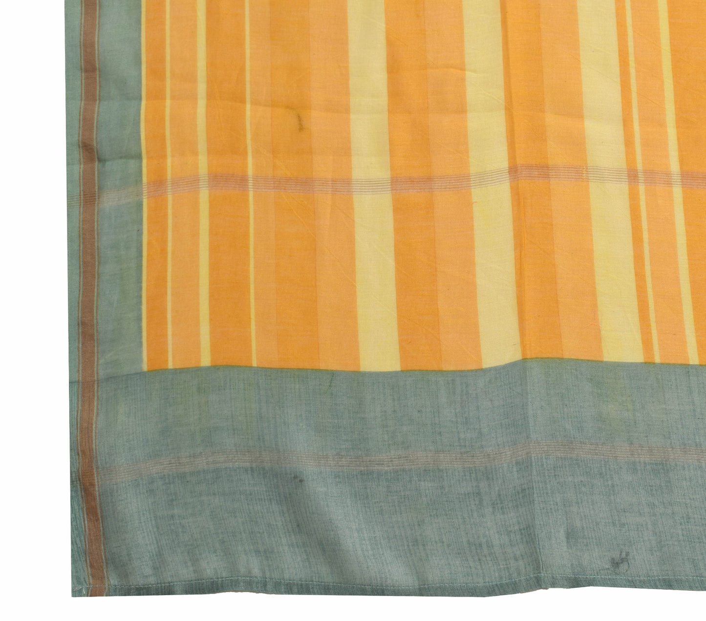 Sushila Vintage Yellow Printed Dupatta 100% Pure Cotton Silk Stripes Long Stole