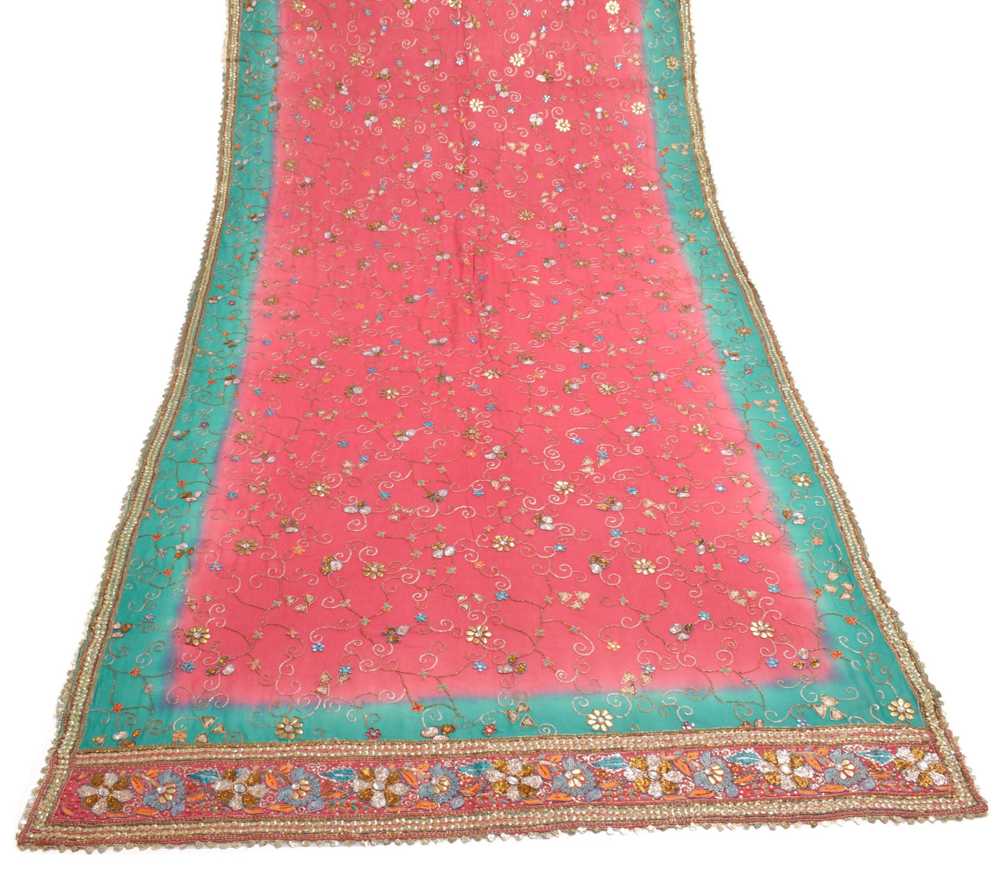 Sushila Vintage Pure Georgette Heavy Dupatta Floral Embroidered Long Stole Wrap