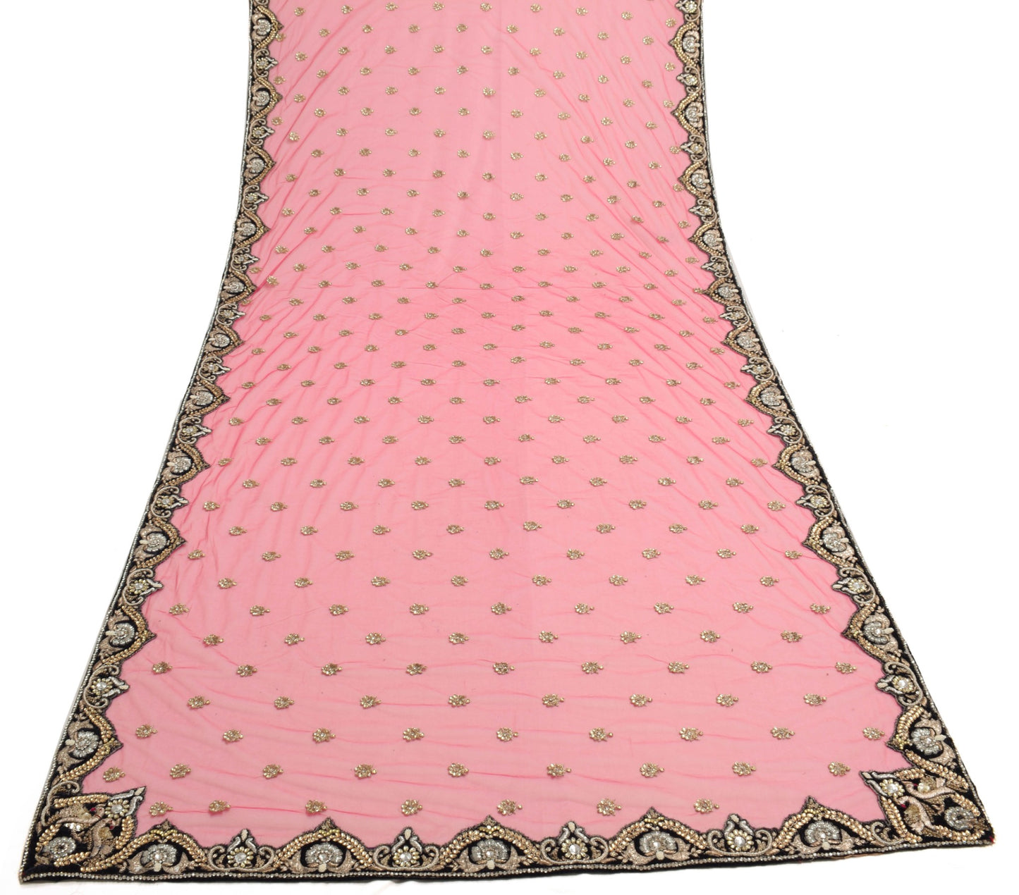 Sushila Vintage Rose Red Bridal Heavy Dupatta Stone with Contrast Border Stole