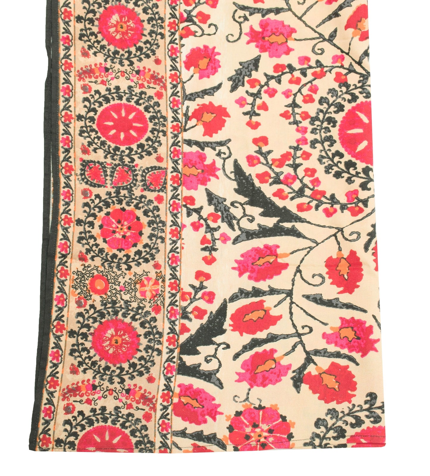 Sushila Vintage Beige Pure Cotton Dupatta Hand Printed Floral Long Stole Wrap