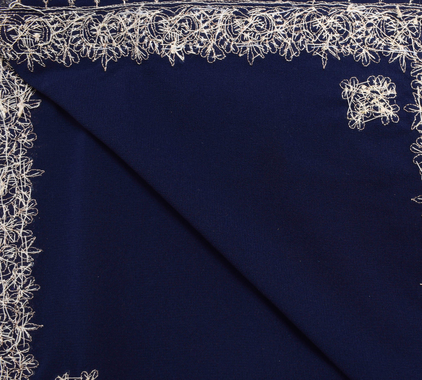 Sushila Vintage Dark Blue Plain Dupatta Zardozi Work Pure Georgette Long Stole