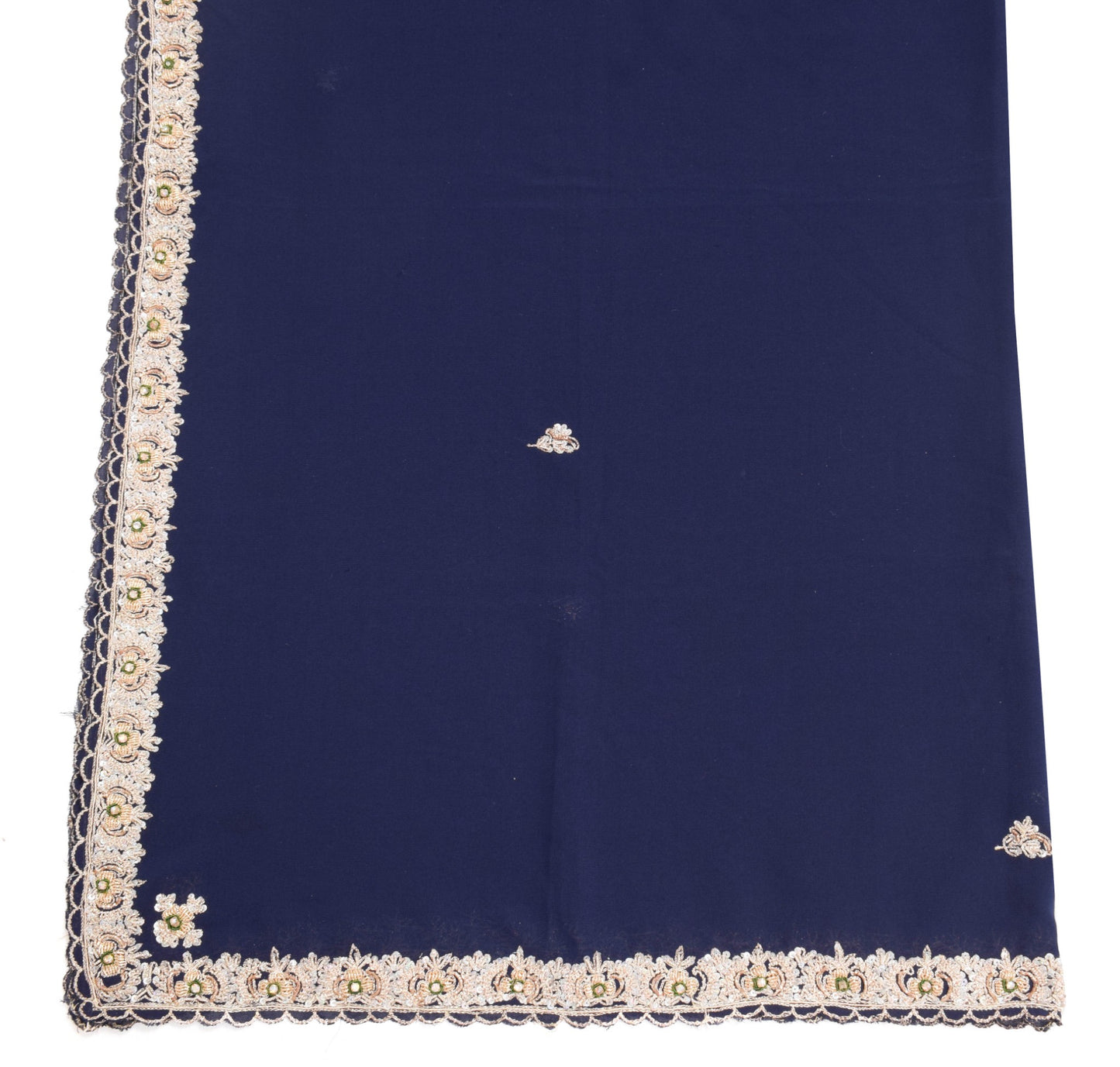 Sushila Vintage Dark Blue Plain Dupatta Zardozi Work Pure Georgette Long Stole