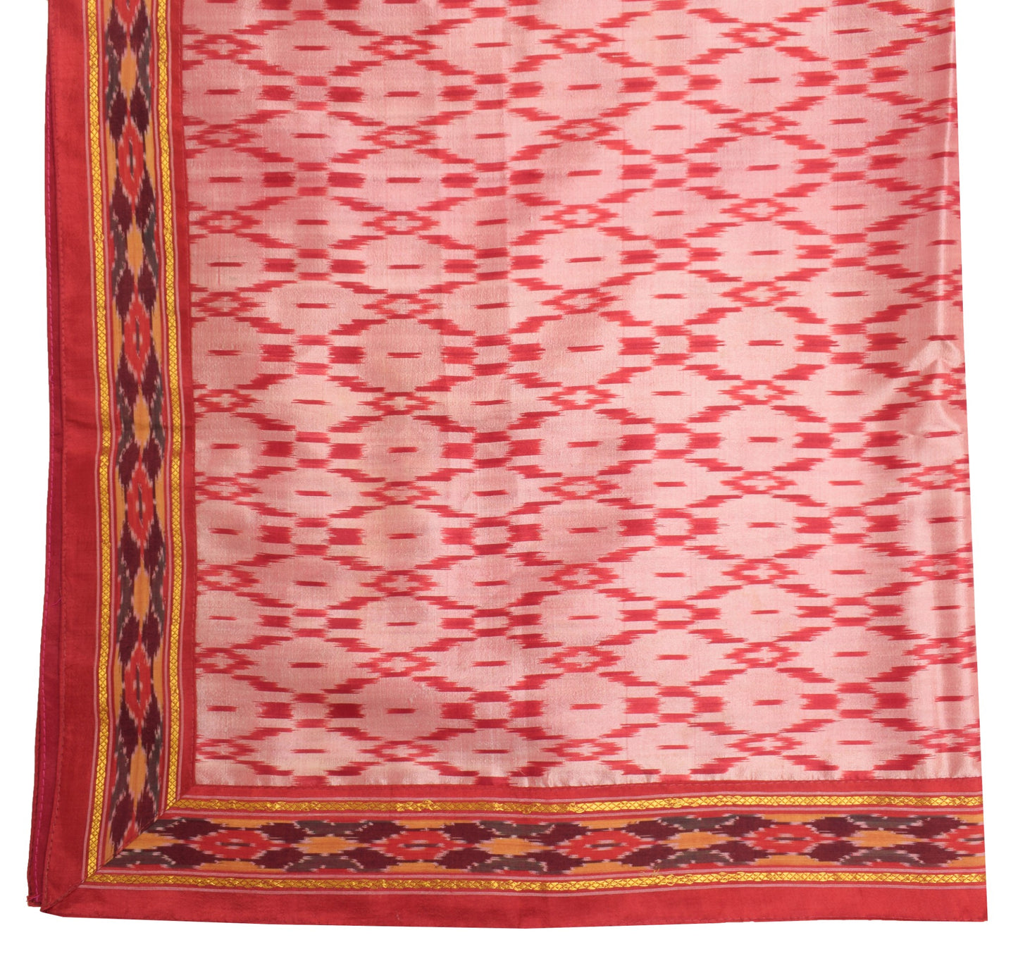 Sushila Vintage 100% Pure Silk Dupatta Hand Woven Ikat Soft Long Stole Scarves