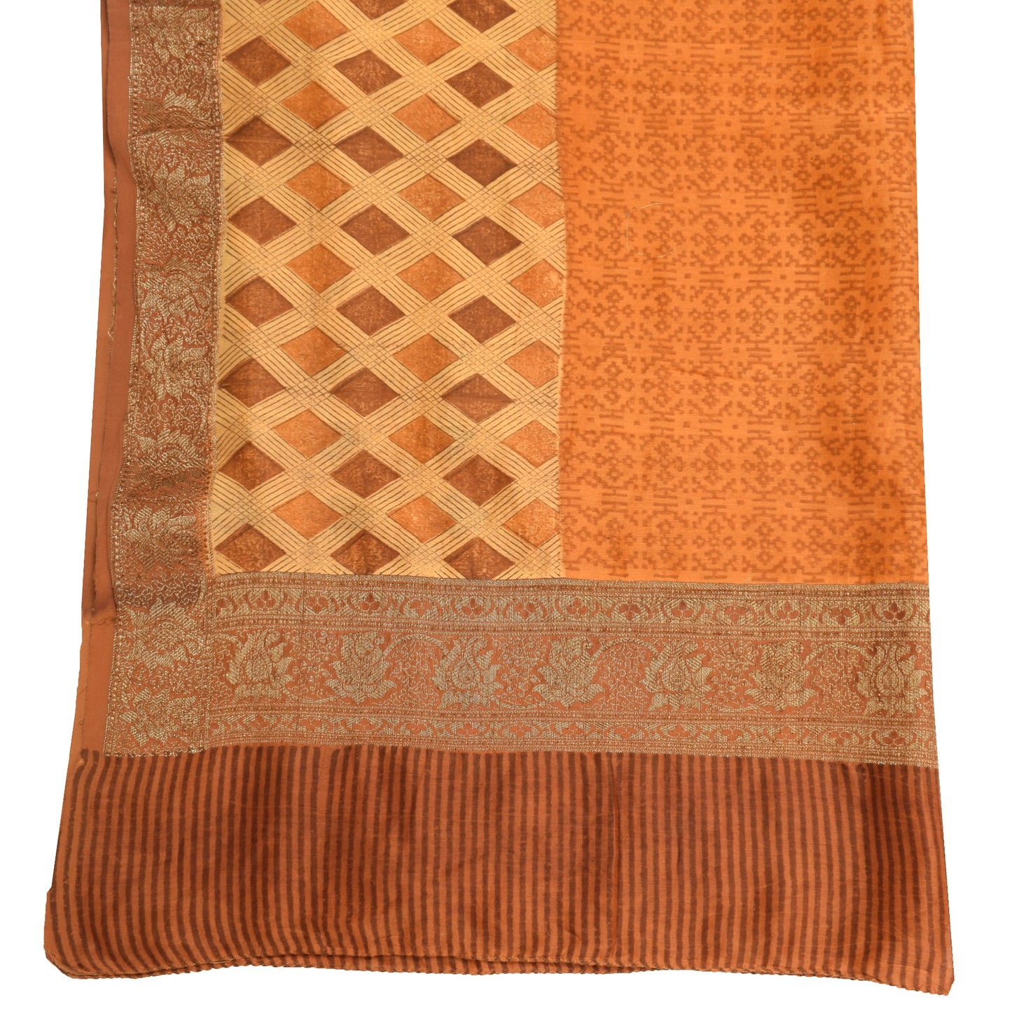 Sushila Vintage Mustard Dupatta Pure Cotton Hand Block Printed Soft Long Stole