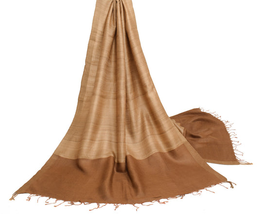 Sushila Vintage Light Brown Dupatta 100% Pure Khadi Woven Handloom Long Stole