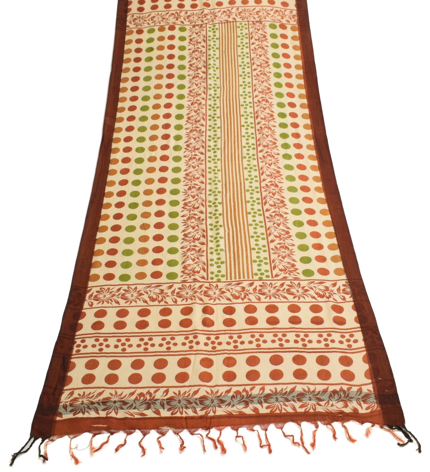 Sushila Vintage Cream Dupatta Pure woolen Hand Block Printed Soft WarmLong Stole