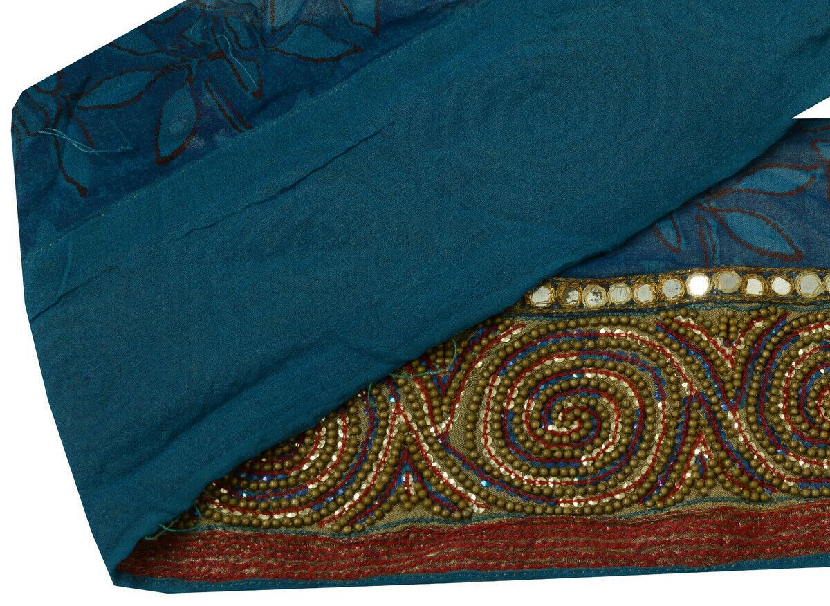 3.5" W Antique Vintage Saree Border Indian Craft Trim Hand Beaded Ribbon Lace
