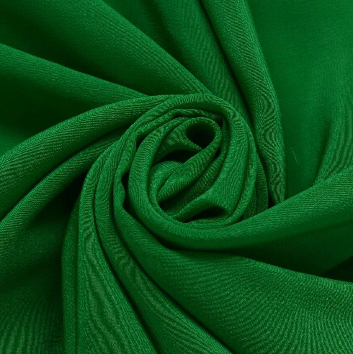 100% Pure Crepe Silk Vintage Sari Remnant Quilt Craft Fabric 5 Pc lot Green