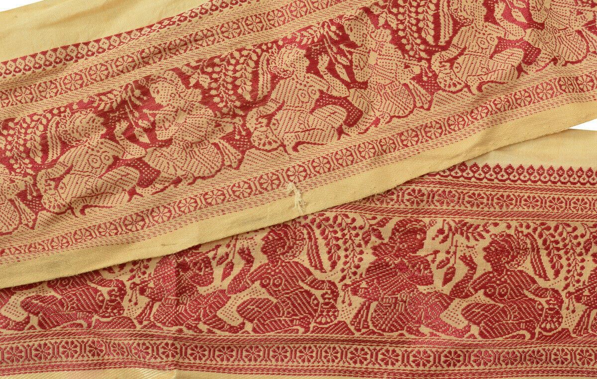 Antique Vintage Saree Border Indian Craft Trim Woven Ladies Peach Ribbon Lace