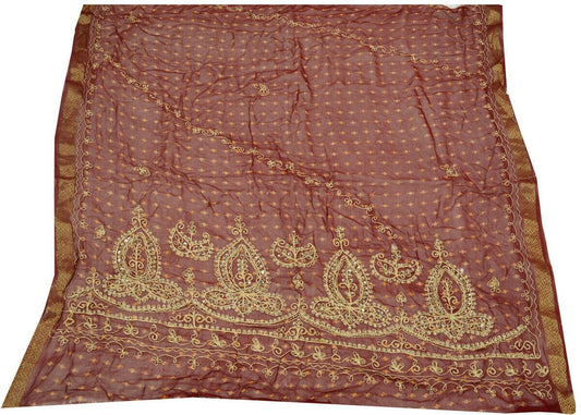 Vintage Saree Multi Purpose Fabric Piece for Sew Craft Embroidered Beaded Maroon