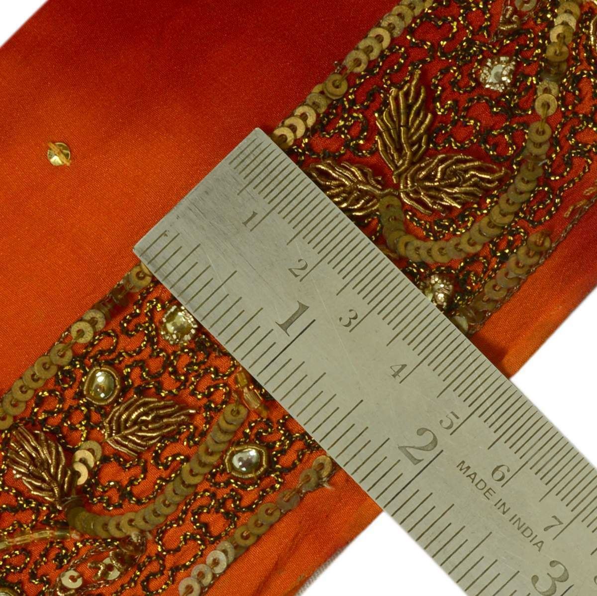 Antique Vintage Sari Border Indian Craft Trim Hand Embroidered Beaded Lace