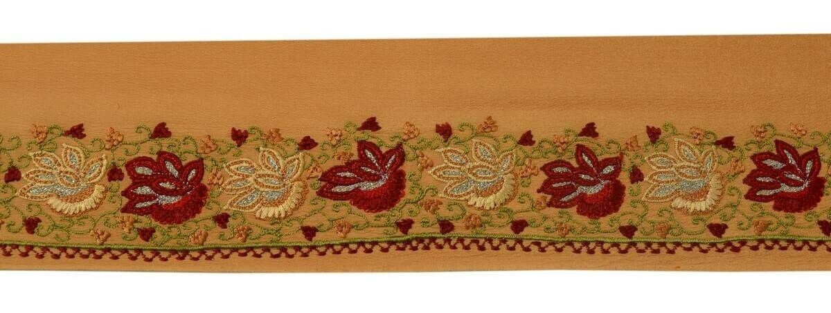 Antique Vintage Sari Border Indian Craft Trim Embroidered Cream Lace Ribbon