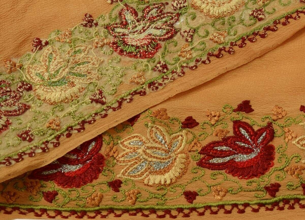 Antique Vintage Sari Border Indian Craft Trim Embroidered Cream Lace Ribbon