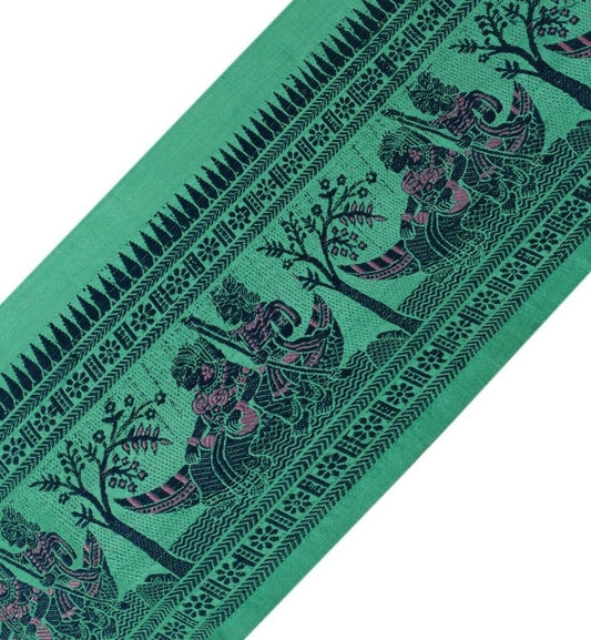 Vintage Sari Border Indian Craft Trim Woven Baluchari Ribbon Lace Green