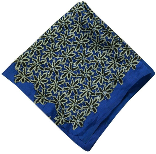 Vintage Saree Multi Purpose Design Fabric Piece for Sew Craft Embroidered Blue