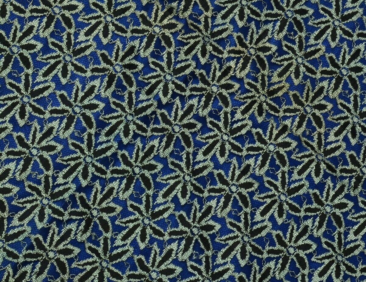 Vintage Saree Multi Purpose Design Fabric Piece for Sew Craft Embroidered Blue