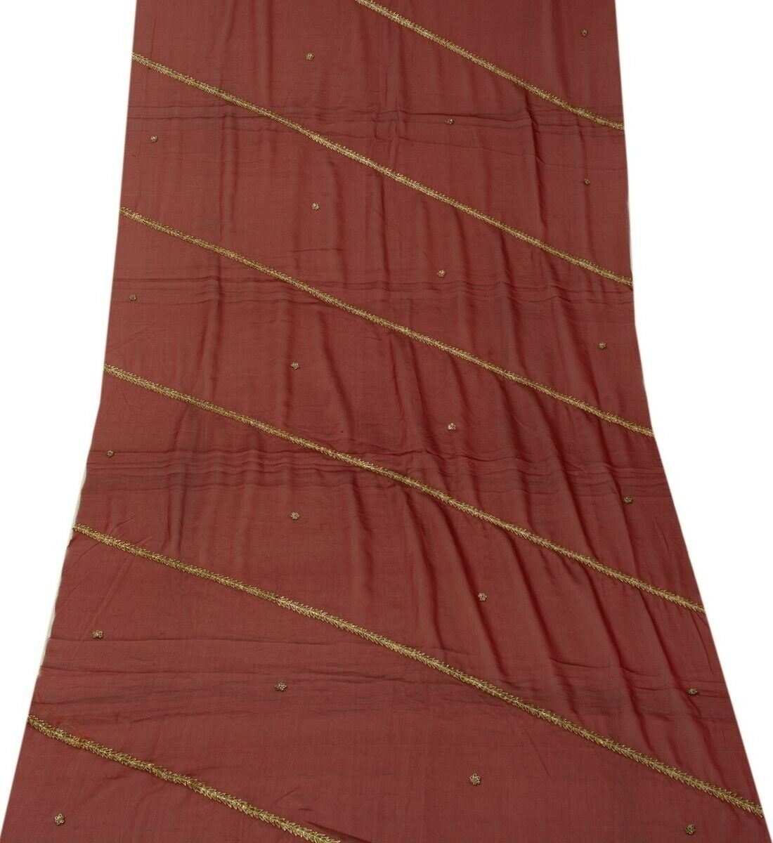 Indian Art Silk Vintage Sari Remnant Scrap Fabric for Sewing Craft Maroon